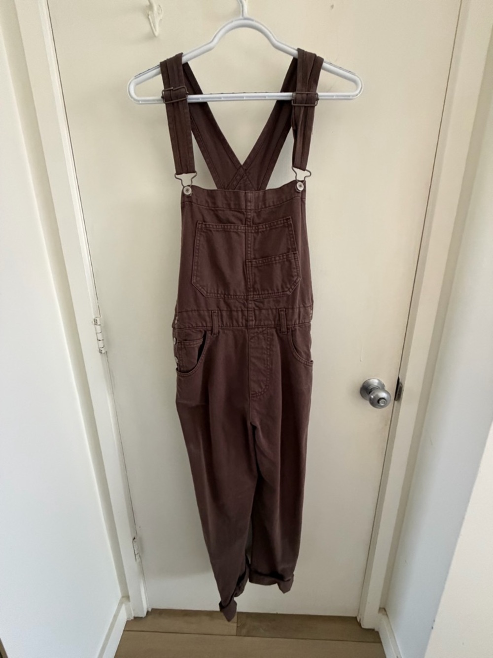 We The Free Brown Cotton Overalls with Adjustable Straps